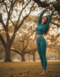 COMPOSITION: Full body but pushed to the far right edge of the frame, the vast environment filling t