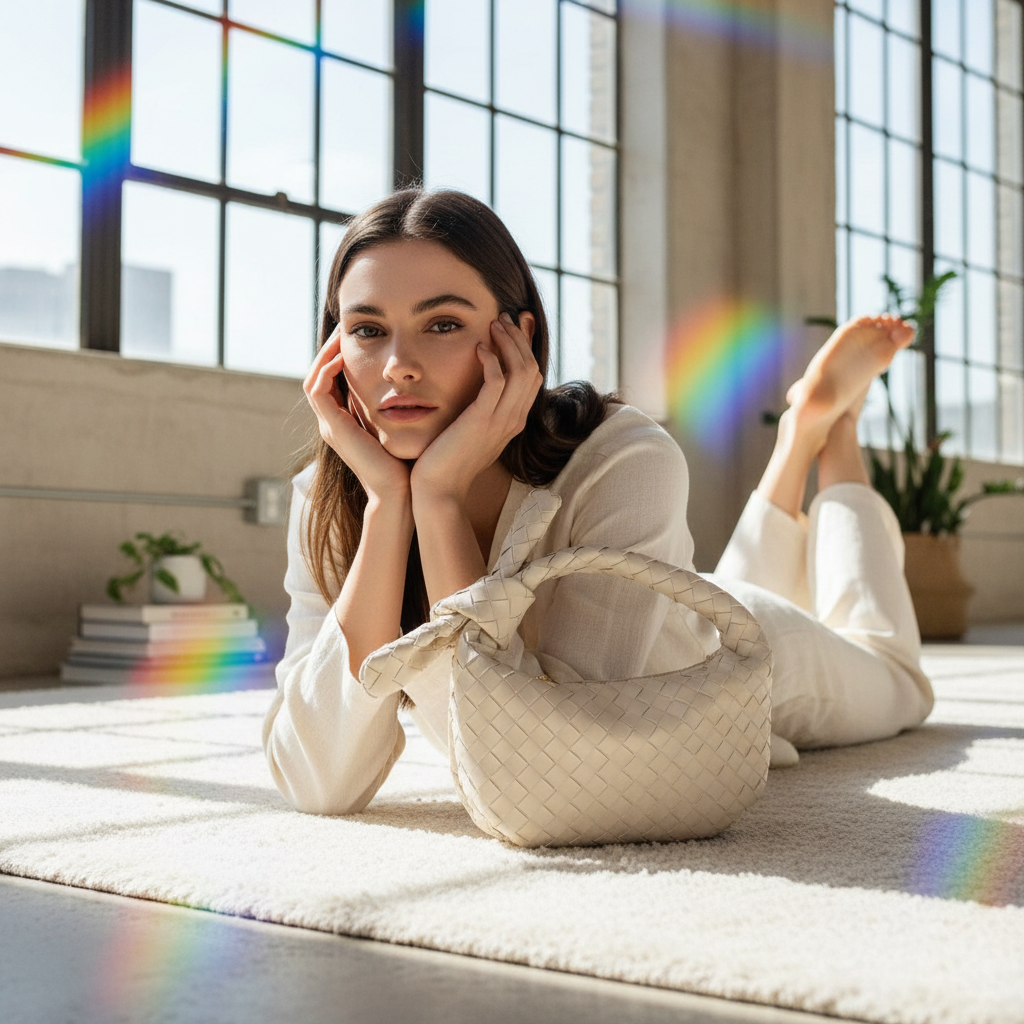 SCENE CONTEXT:
Professional lifestyle photography featuring a model carrying the ACCESSORIES. 
Natur