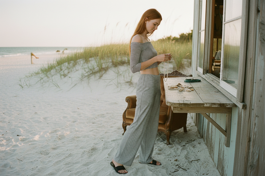 AI Editorial - Surf Gypsy Lurex Rib Pants