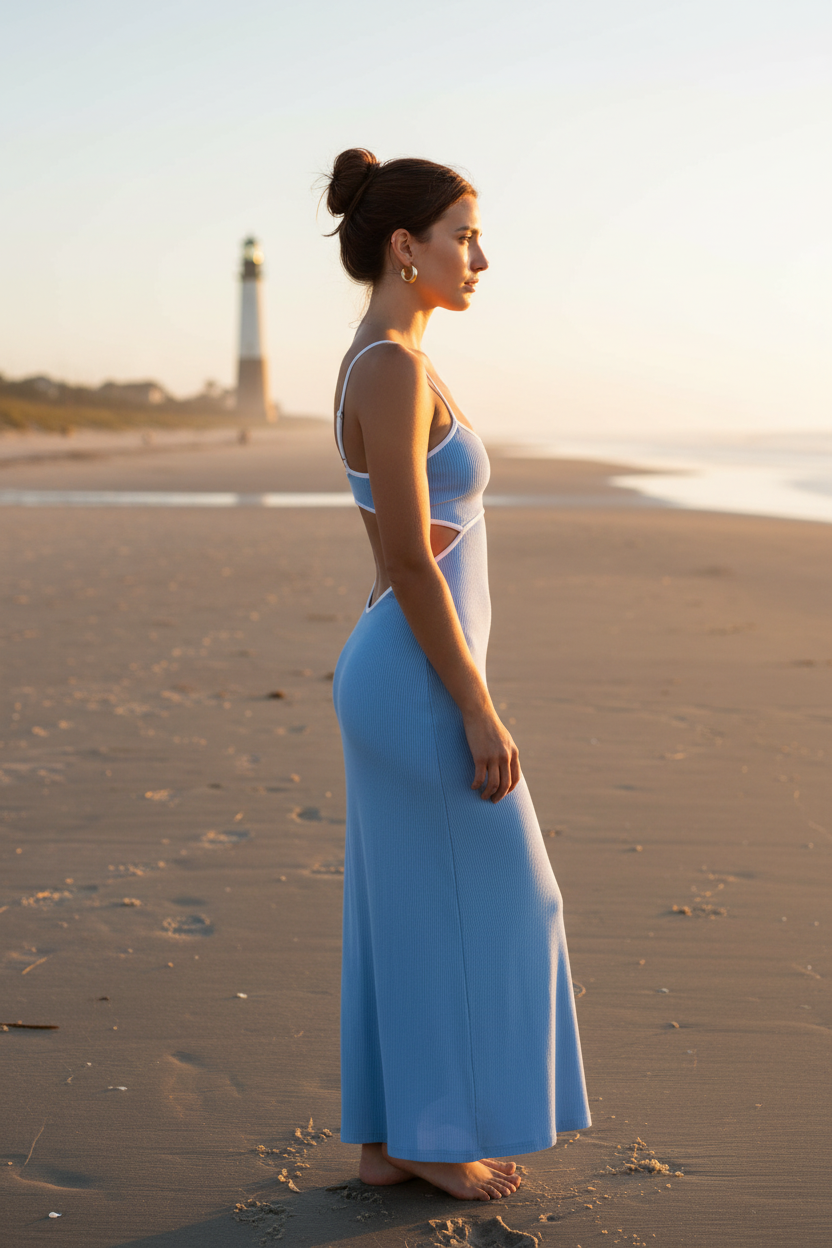 AI Editorial - Ocean Drive Heavy Rib Maxi Dress
