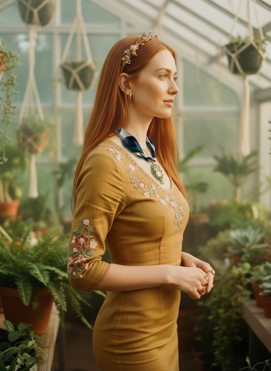 AI Editorial - OOAK Vintage Silk Stripe Tie Cameo Necklace