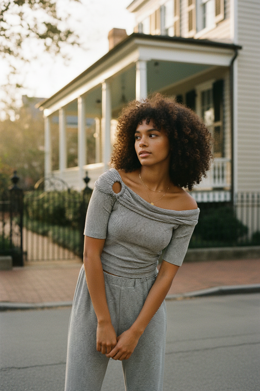 AI Editorial - Surf Gypsy Lurex Rib Off The Shoulder Top