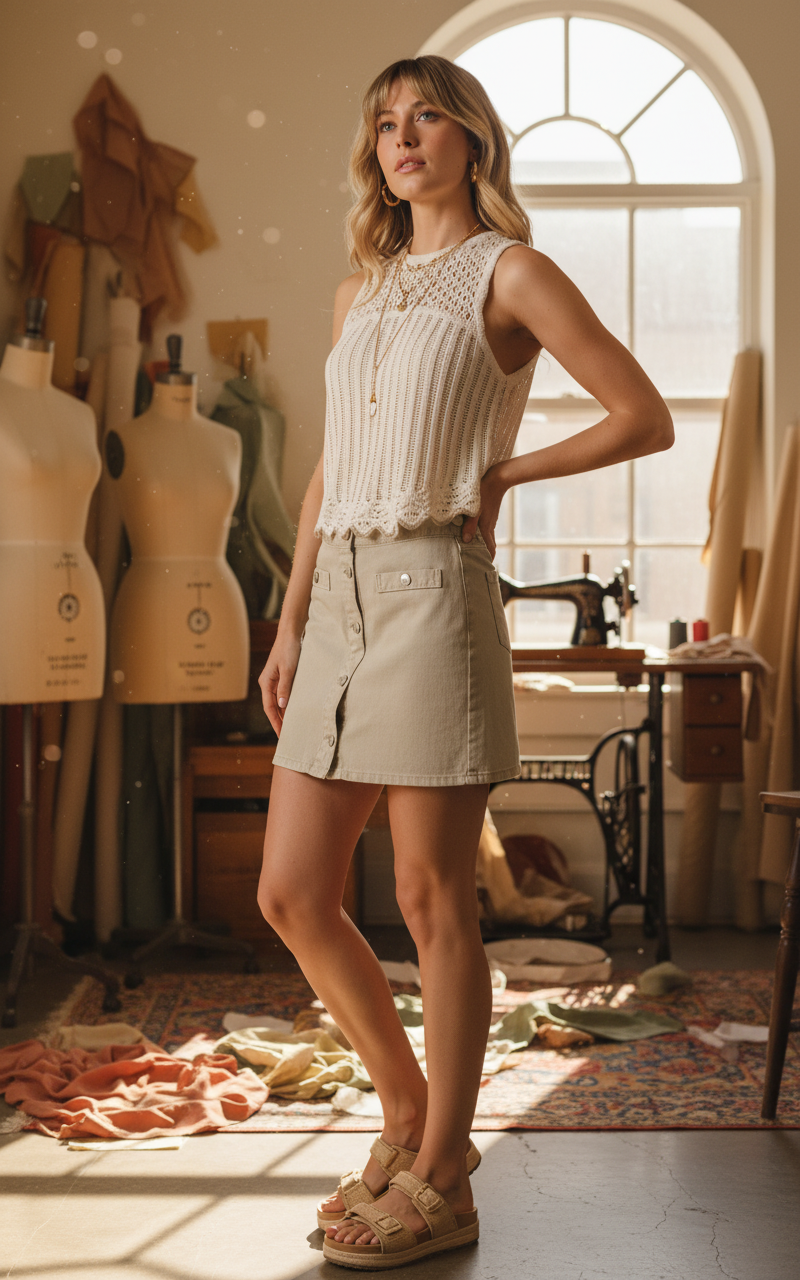 AI Editorial - Dex Contrast Trim Sweater Tank