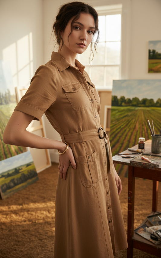 AI Editorial - Dex Belted Utility Midi Dress