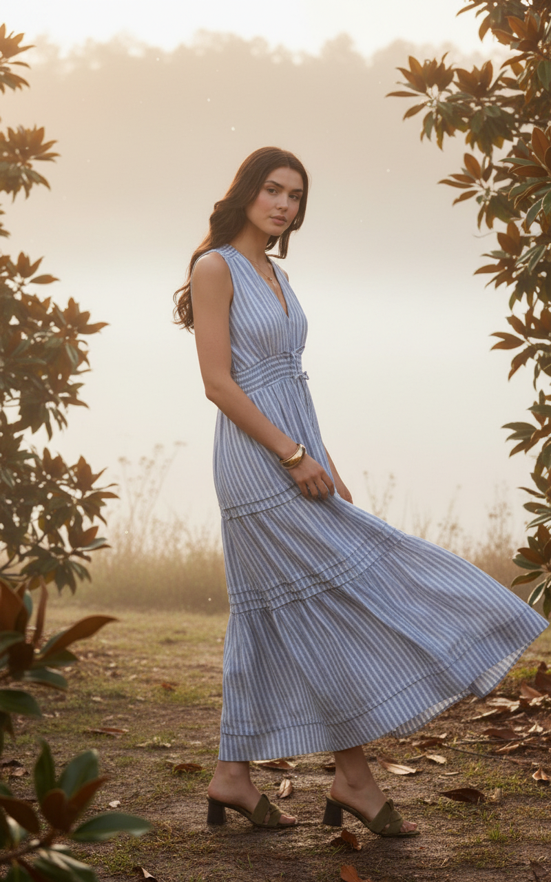 AI Editorial - Dex Pleat Detail Smocked Waist Dress