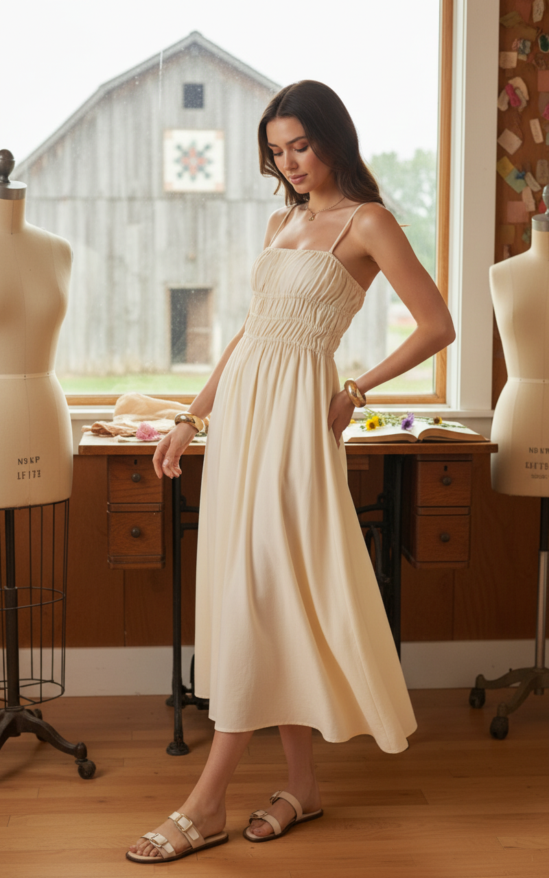 AI Editorial - Dex Elastic Waist Midi Dress