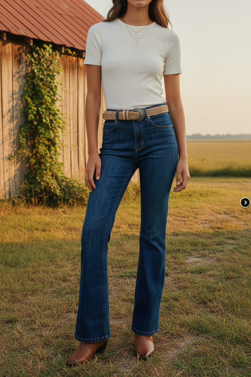 AI Editorial - Free People Double Knot High Rise Straight Jean