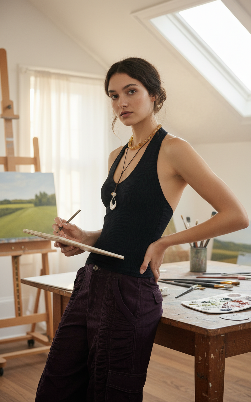 AI Editorial - Free People Sleek Plunge Cami