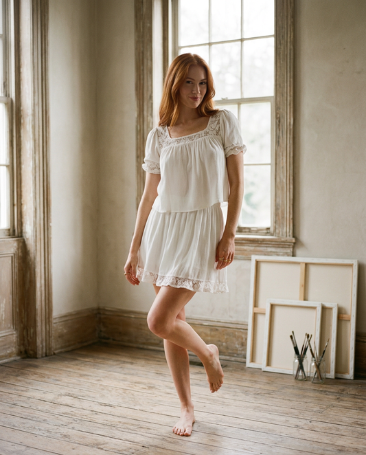 AI Editorial - Sadie & Sage Misty Layered with Lace Mini Skirt