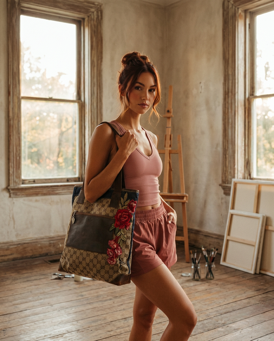 AI Editorial - OOAK Vintage Flower Embellished Gucci Shoulder Bag