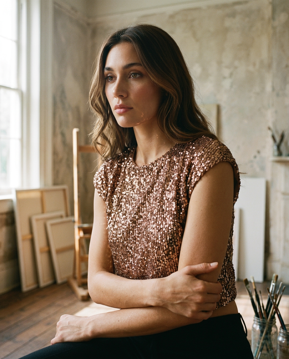 AI Editorial - Sadie & Sage Sky High Sequin Sleeveless Top