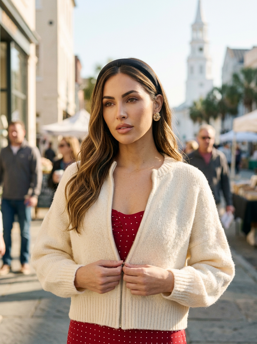 AI Editorial - Cozy Soft Color Preppy Knit Sweater Cardigan