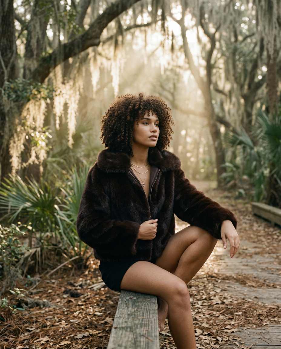 AI Editorial - Solid  Casual Faux Fur Jacket