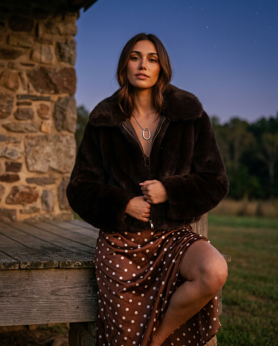 AI Editorial - Solid  Casual Faux Fur Jacket