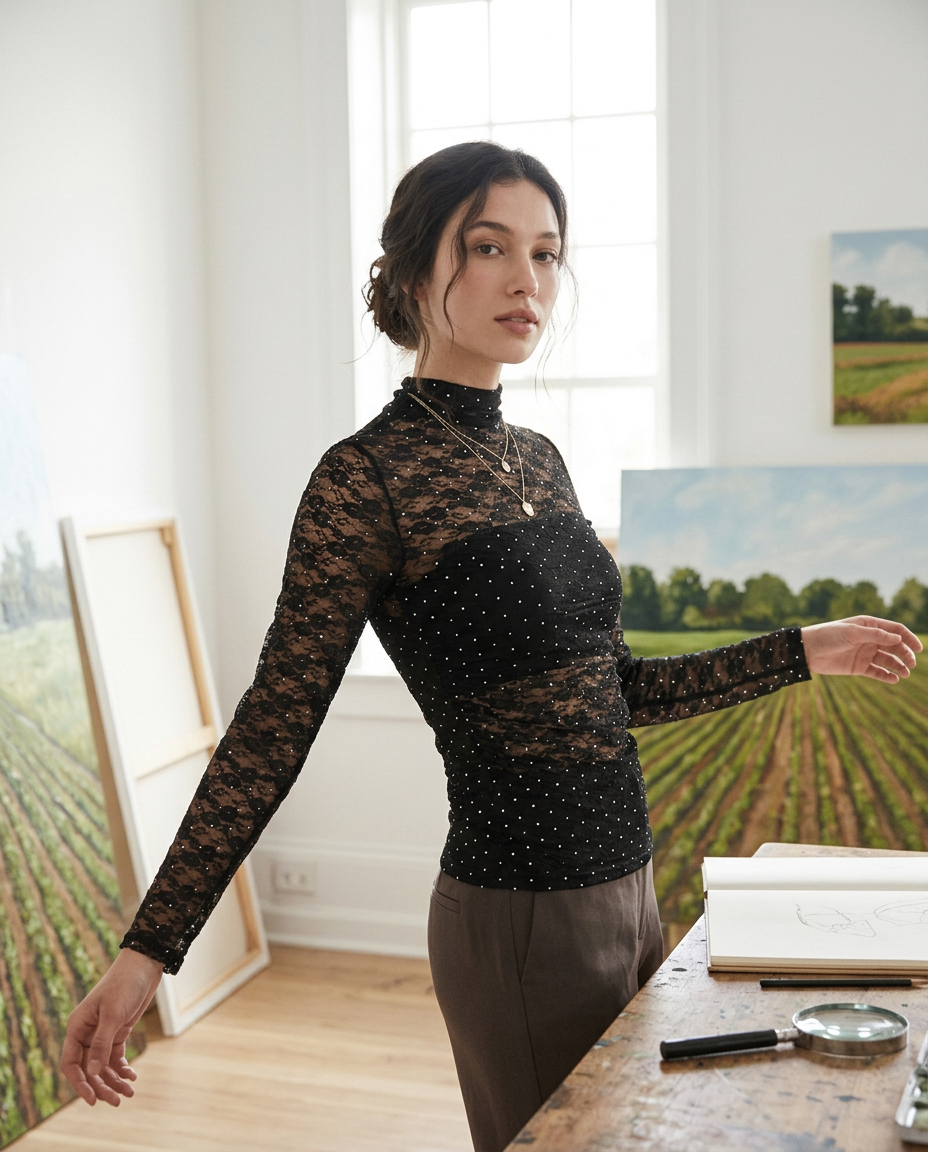 AI Editorial - Steve Madden Baylee Mesh Top