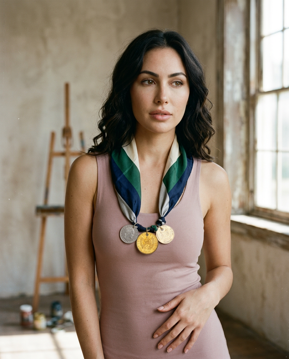 AI Editorial - OOAK Vintage Silk Tie/Foreign Coin Necklace