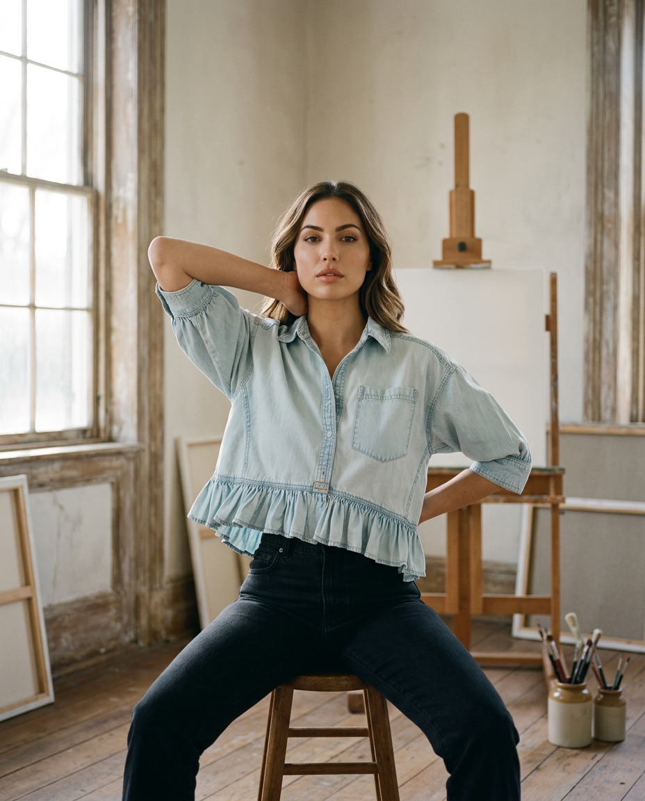 AI Editorial - Free People Bailey Denim Shirt