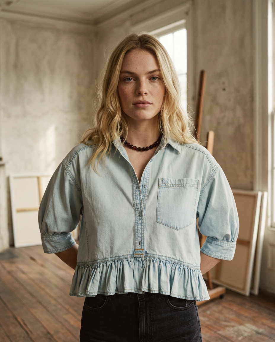 AI Editorial - Free People Bailey Denim Shirt