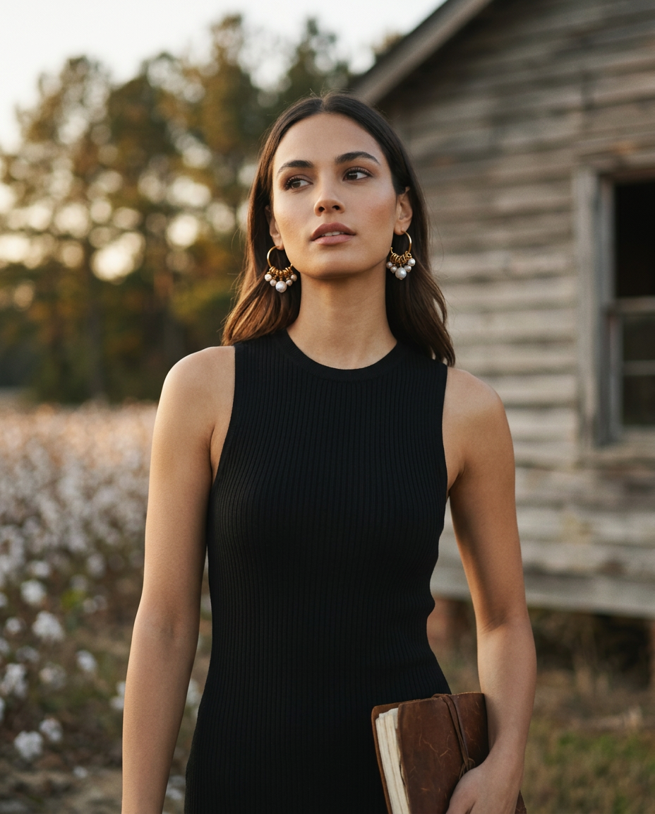 AI Editorial - Freshwater Pearl Rondelle Hoop Earrings