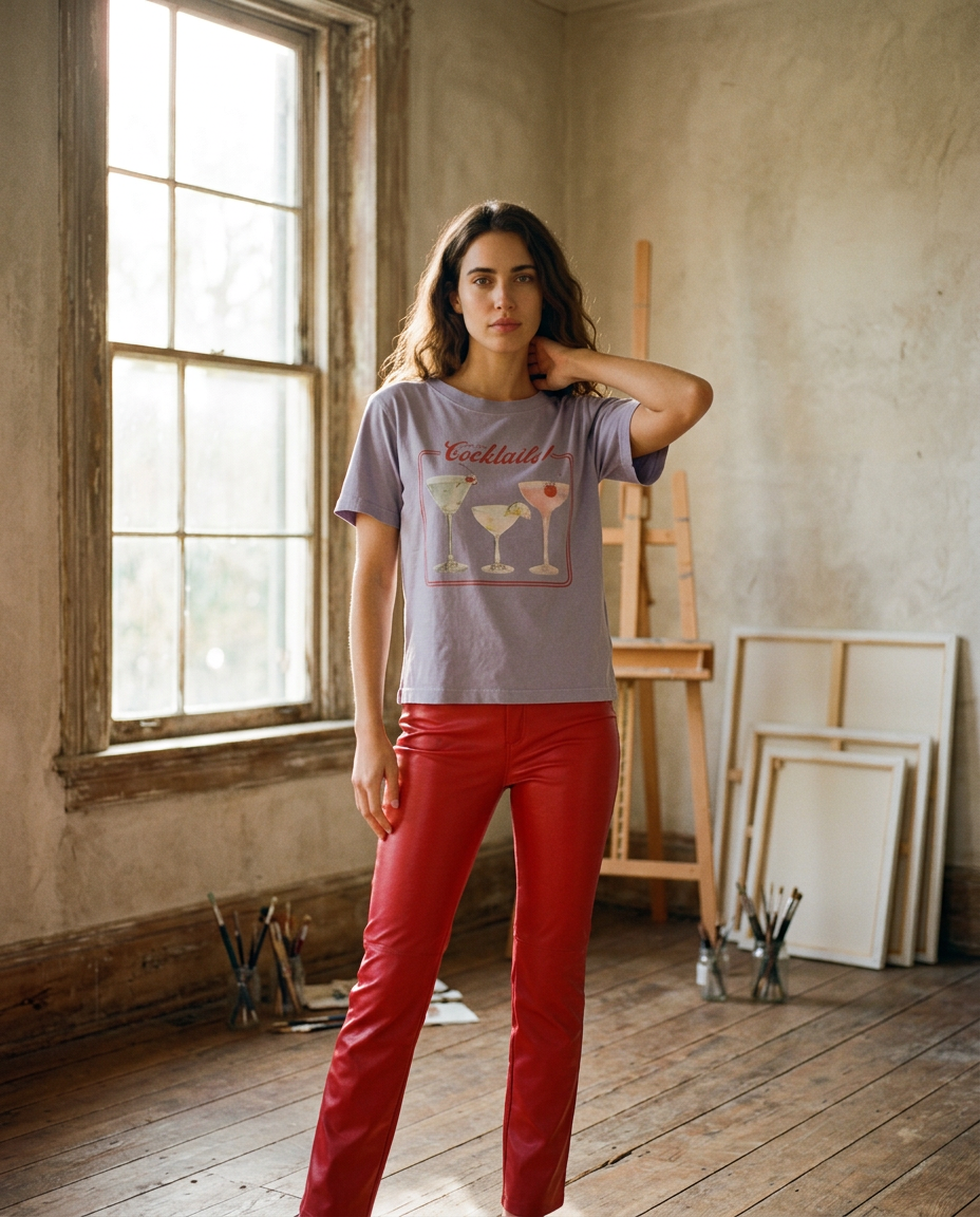 AI Editorial - But first Cocktails Wide Neck Tee