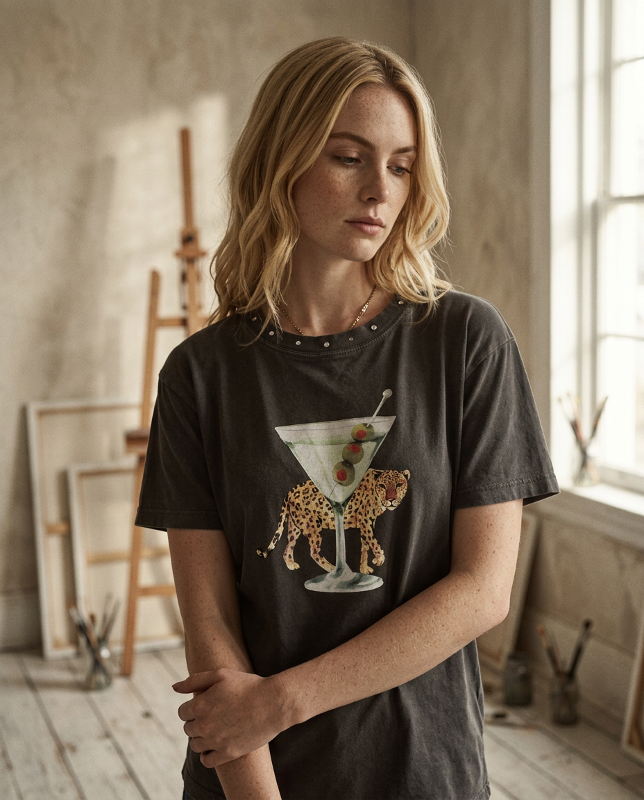 AI Editorial - Leopard Martini Big Boy Tee