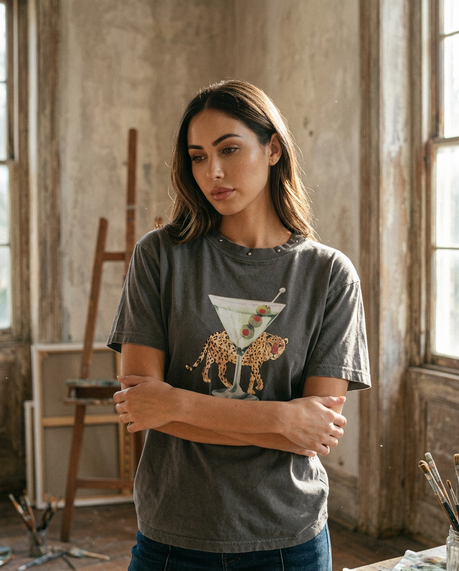 AI Editorial - Leopard Martini Big Boy Tee