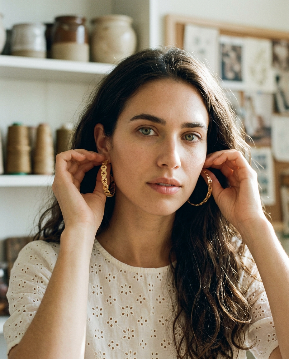 AI Editorial - Western Patterned Hoop Earrings