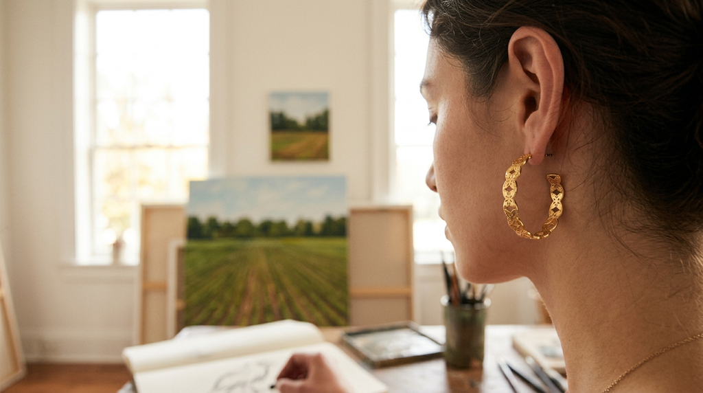 AI Editorial - Western Patterned Hoop Earrings