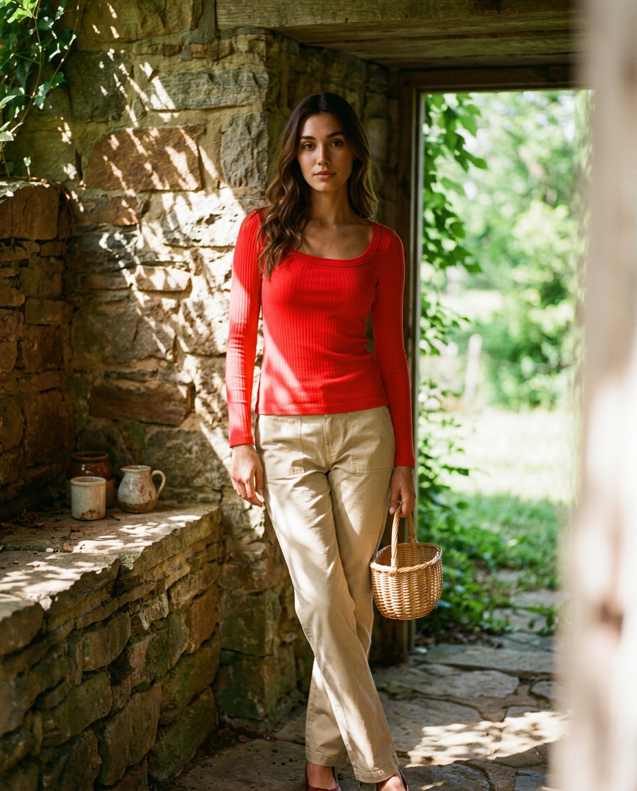 AI Editorial - NikiBiki Wide Ribbed Square Ls Top