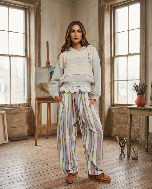 AI Editorial - Free People Chambers Laid Back Striped Pants