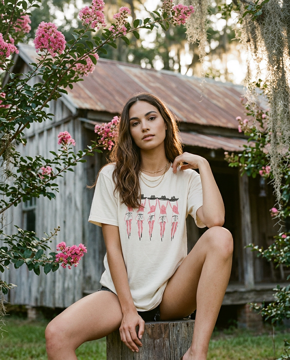 AI Editorial - All Us Dancing Cowboy Hats Wide Boy Tee