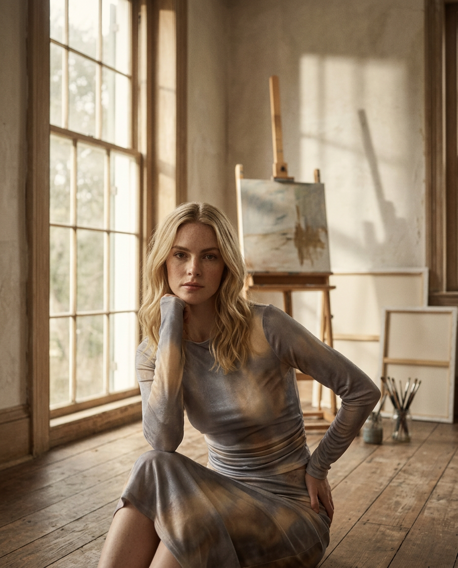 AI Editorial - Velvet Boatneck Long Sleeve Top