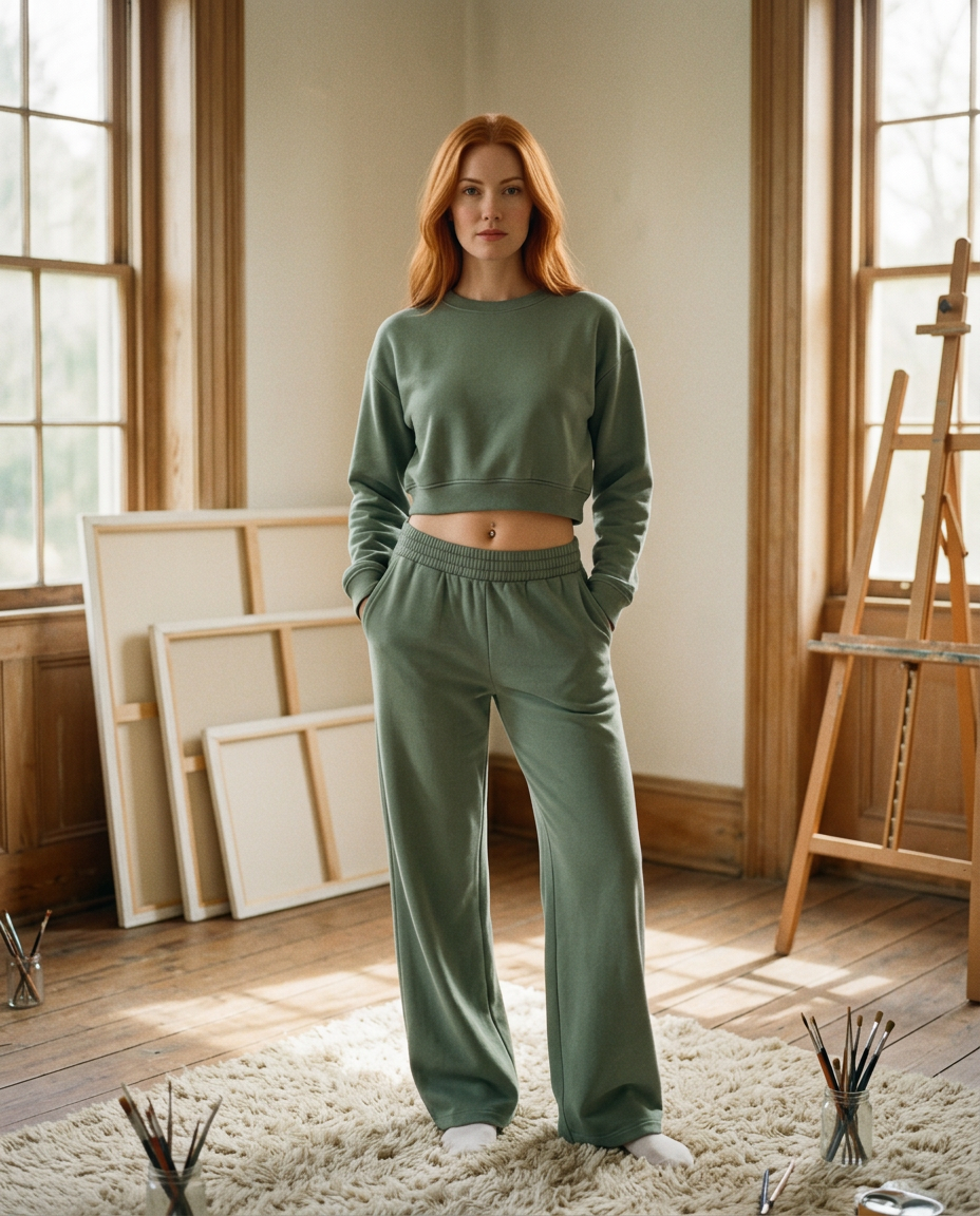 AI Editorial - Jeanne Wide Leg Sweatpants