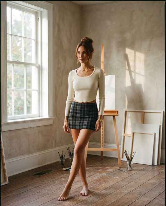 AI Editorial - Plaid Mini Skort