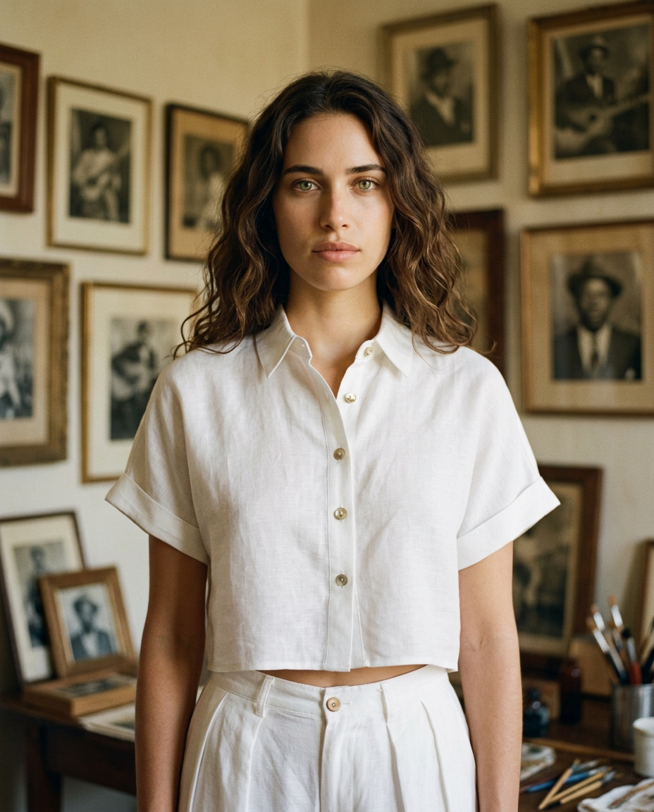 AI Editorial - Elan Button Down Short Sleeve Top