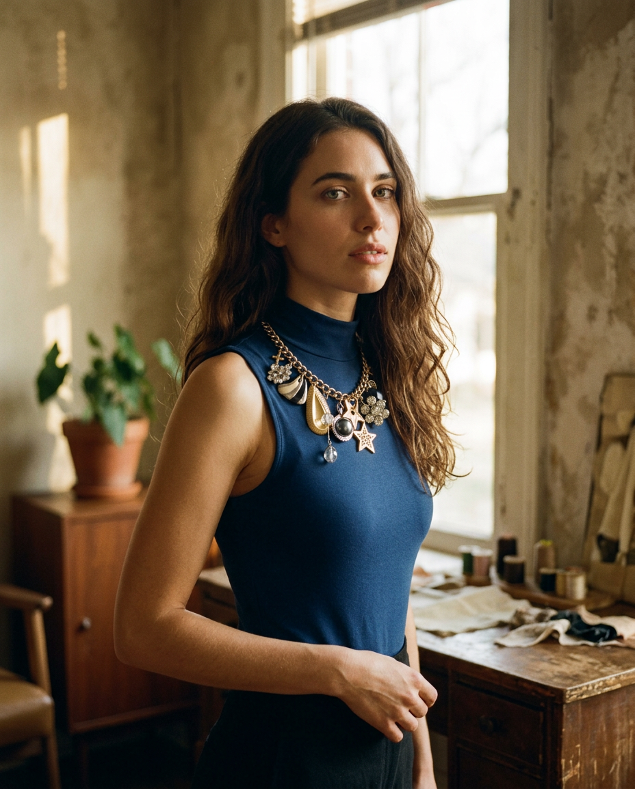 AI Editorial - OOAK Vintage Silver and Gold Mix Charm Necklace