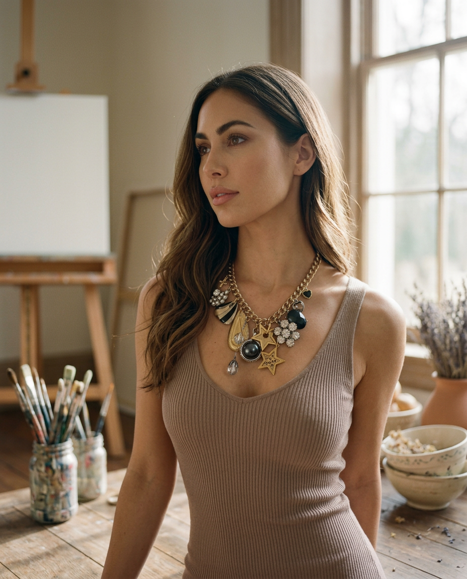 AI Editorial - OOAK Vintage Silver and Gold Mix Charm Necklace