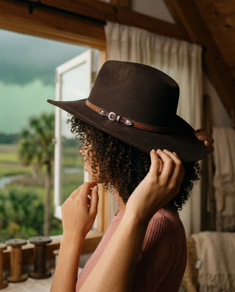 AI Editorial - Dallas Wool Felt Adjustable Western Drifter Cowboy Hat