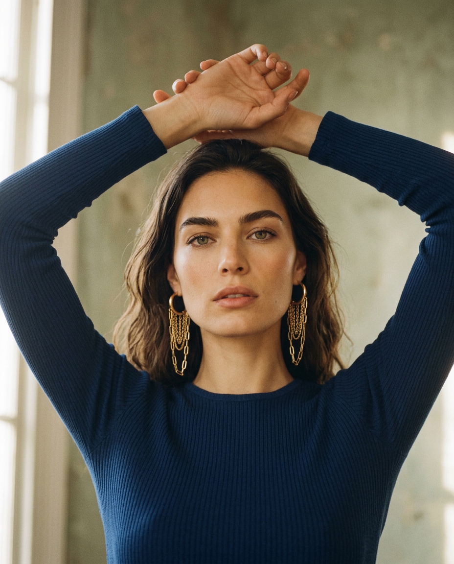 AI Editorial - Chain Fringe 18K Gold Plated S.Steel Huggie Earrings