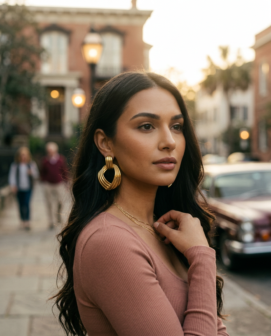 AI Editorial - 18K Gold Plated S.Steel Geometric Dangle Earrings