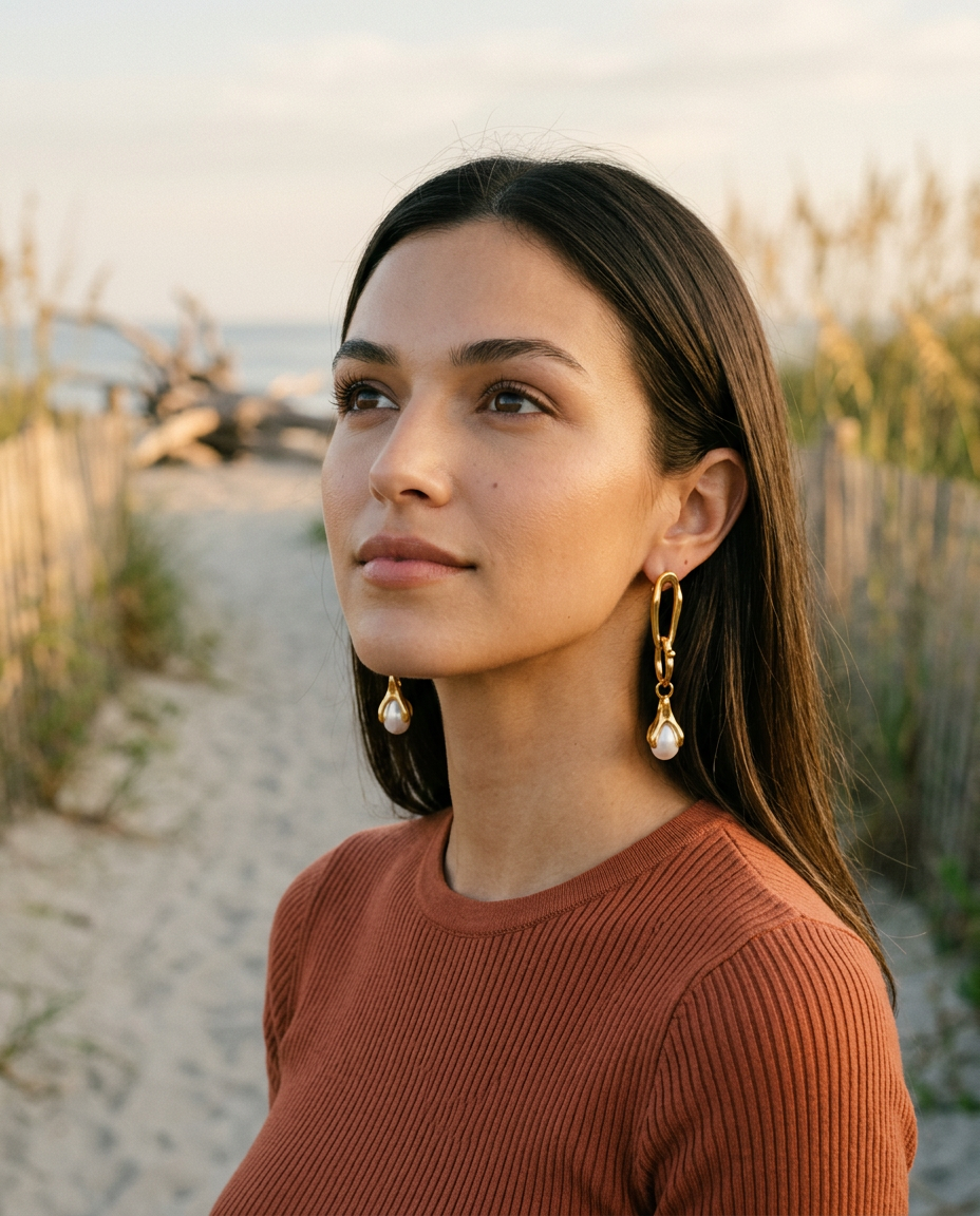AI Editorial - Paw Scratch Pearl 18K Gold Plated S.Steel Earrings