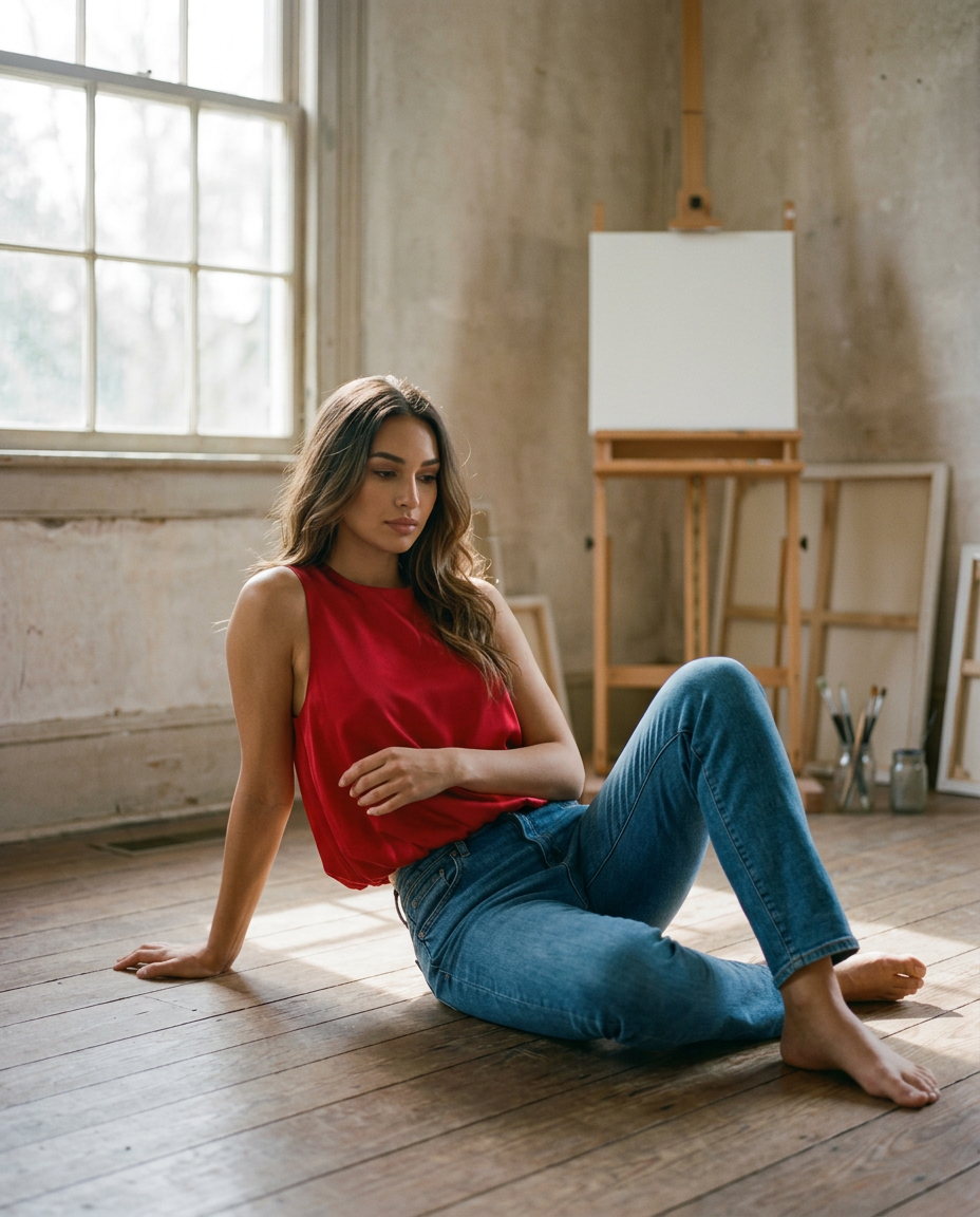 AI Editorial - Steve Madden Yazmin Cropped Satin Top