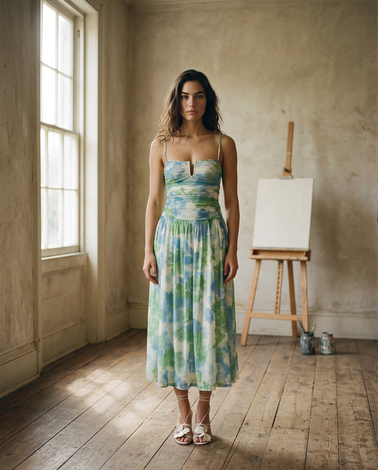 AI Editorial - Mink Pink Carrie Mesh Maxi Dress