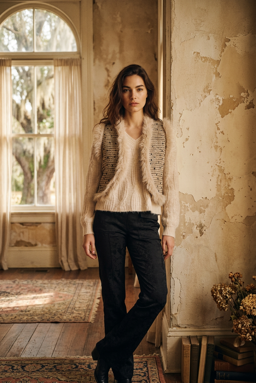 AI Editorial - Nekane Fancy Fur Tweed Vest