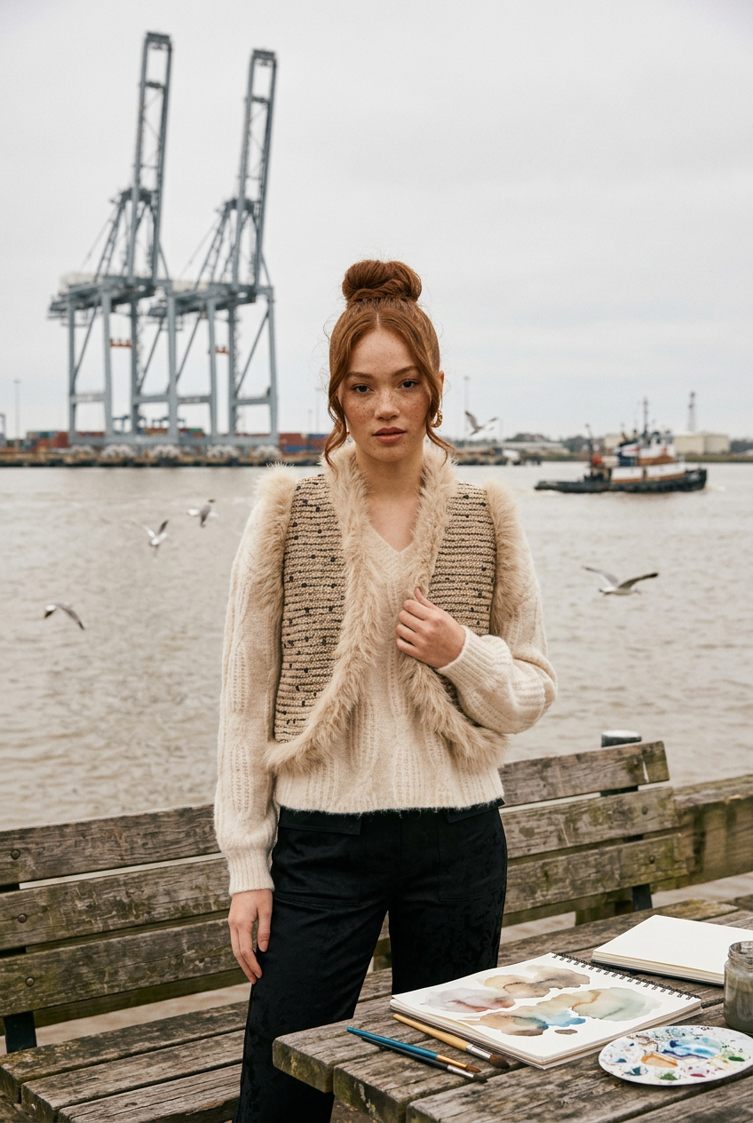 AI Editorial - Nekane Fancy Fur Tweed Vest