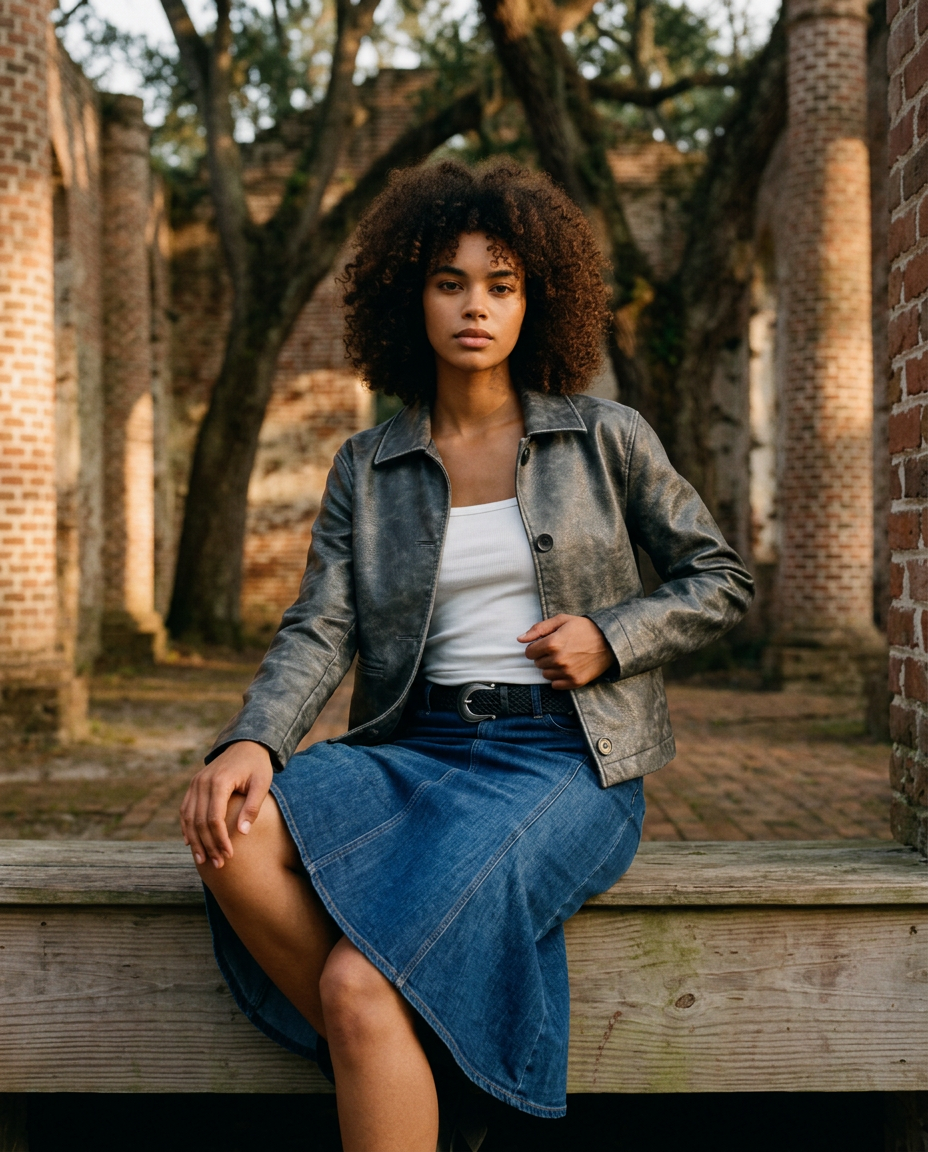 AI Editorial - Free People Hera Vegan Leather Jacket