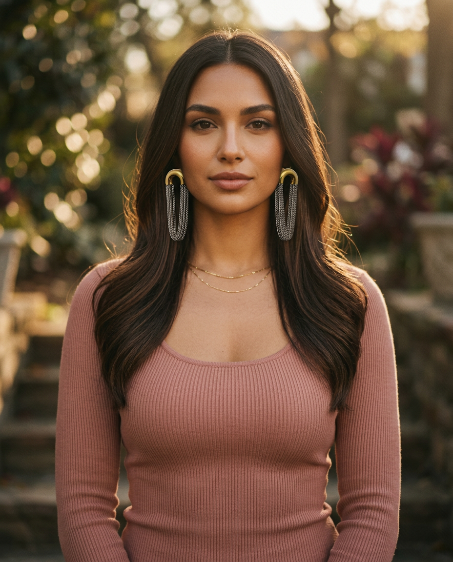 AI Editorial - Chain Fringe 18K Gold Plated Ss Curved Post Earrings