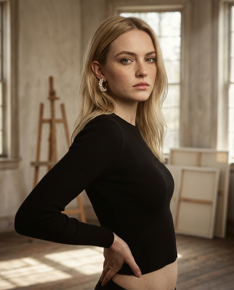 AI Editorial - Double Row Pearl Hoop Earrings