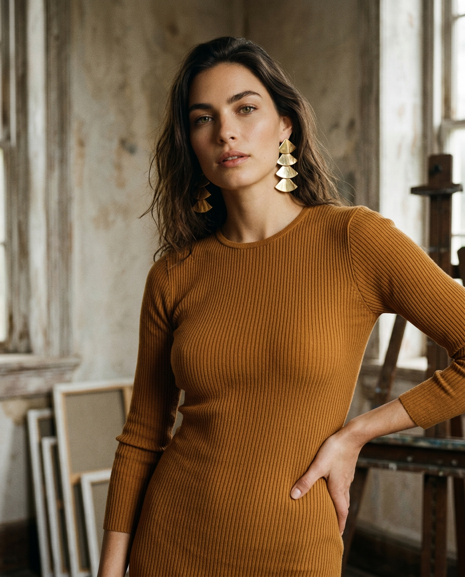 AI Editorial - Long Fan Drop Earring
