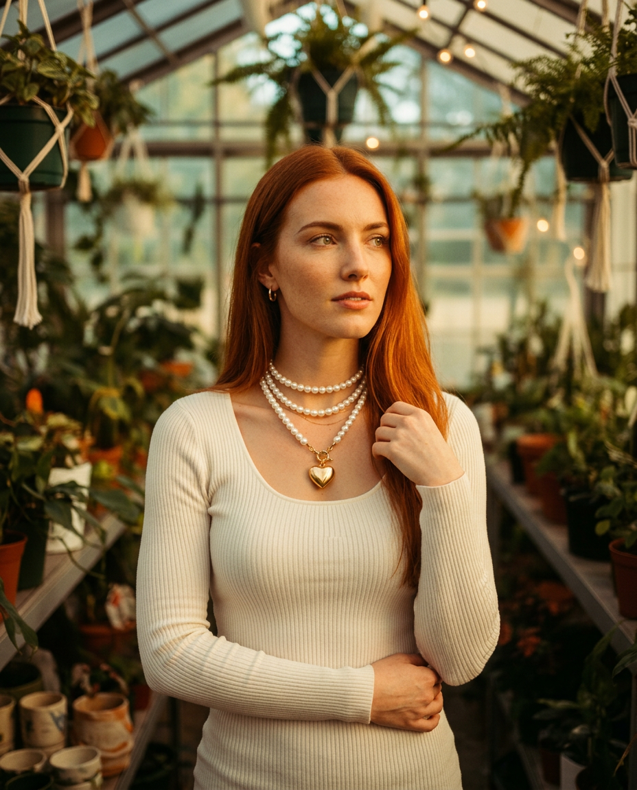 AI Editorial - Multi Wrap Pearl Beaded Heart Charm Necklace